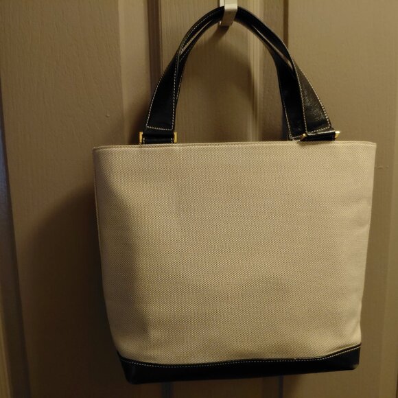 Vintage Kate Spade Canvas and Black Leather Handbag, Made in Italy - Picture 2 of 8